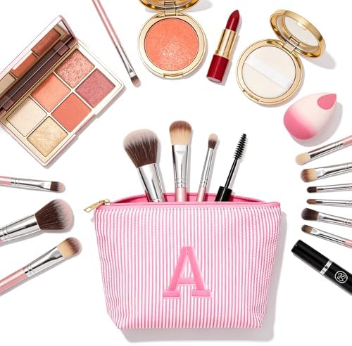 Travel Essentials - Portable Travel Makeup Bag Set for Women, Custom Portable Initial Travel Toiletry Bag, Makeup Pouch Organizer Cosmetic Bag Birthday Gifts for Women, Blue Letter D - Image 6