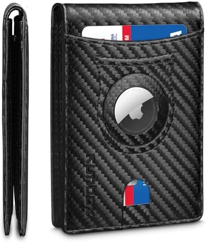 RUNBOX AirTag-Wallet-Mens-Slim-RFID Blocking Wallets Leather with Bill Compartment Air Tag Bifold Card Holder Wallet Gifts for Men Dad by RUNBOX