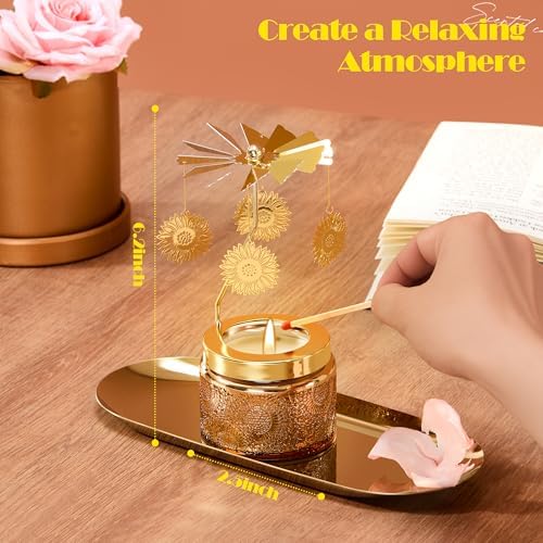 Curimama Rose Sunflower Rotating Scented Candle Gift for Women Mom - Image 4