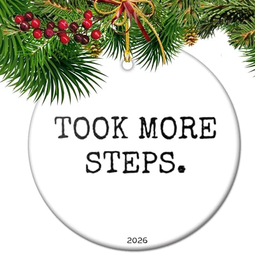 Fitness Wins 2026 Ornament, Minimalist Gym Ornament | Weight Lifter Runner Gift | Workout Motivation Keepsake - Took More Steps by Vexorion