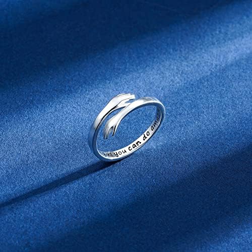 Yesteel S925 Sterling Silver Hug Ring for Women Teen Girls, Adjustable Ring Jewelry Mothers Day Birthday Gifts for Daughters Mom Sister Wife Friends Grandma - Image 6