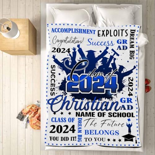 Personalized Senior Class of 2024 Blankets with Photo and Name Customized Gifts for Men Graduation Gift Card Box Senior Graduation Gifts Personalized Blanket with Photo 50x60inch - Image 5