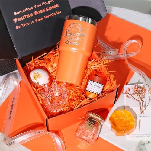 Bright Orange Gift Box: Unique Spa Gifts Basket Set for Women - Birthday, Mother's Day, Valentine's Day & Christmas - Perfect for Mom, Sister, Girlfriend, Wife - Image 2