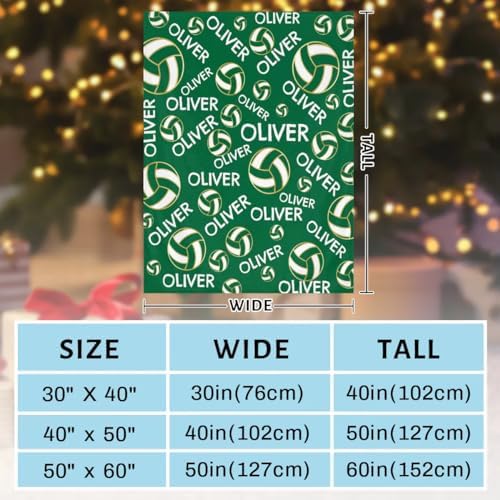 Personalized Baby Blankets for Girls Boys, Custom Baby Blanket with Name Swaddle Toddler Fleece Blanket Personalized Gift Green Volleyball Text - Image 3
