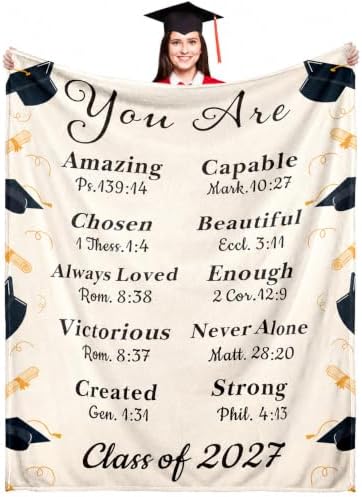 2027 Graduation Gift for Her Him Senior Night 2027 Graduation Throw Blanket by FOOZDEEVAAQ