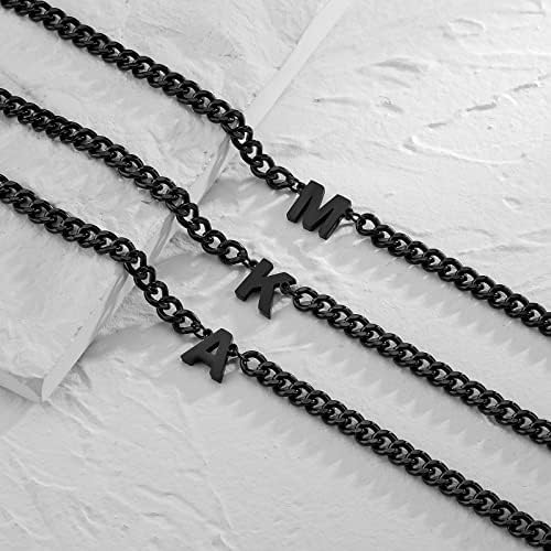 DuoDiner 18+2" Initial Necklace for Men Boys Gifts A-Z Cuban Link Chain - Image 5