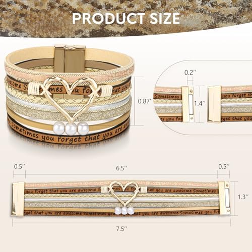 Desimtion Leather Wrap Bracelets for Women, Hidden Inspirational Message - Image 3