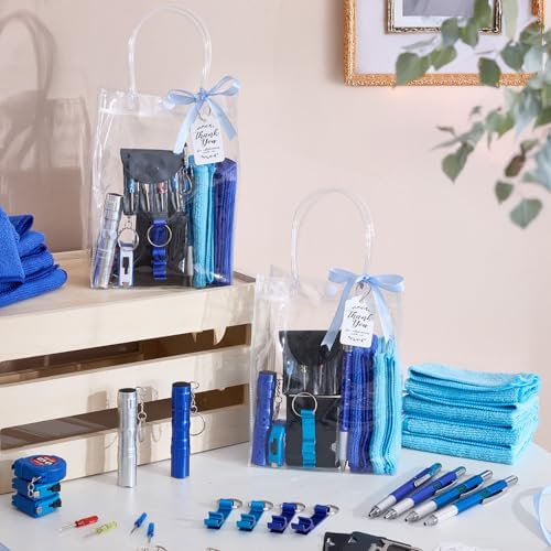 60PCS Baby Shower Prizes for Men 6 Set with Cleaning Cloth Bottle Opener Screwdriver Tape Measuring Keychain Multi Tool Pen Gift Bag Baby Shower Game Prizes for Winner Bachelor Party (Blue) - Image 2