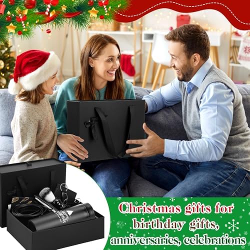 Tioncy 12 Pcs Christmas Men Gift Set Birthday Gifts Baskets with Box Tumbler Bottle Opener Keychain PU Leather Wallet Tie Belt Bag Bracelet Eye Mask Xmas Party Present Box for Dad(Appealing Pattern) - Image 5