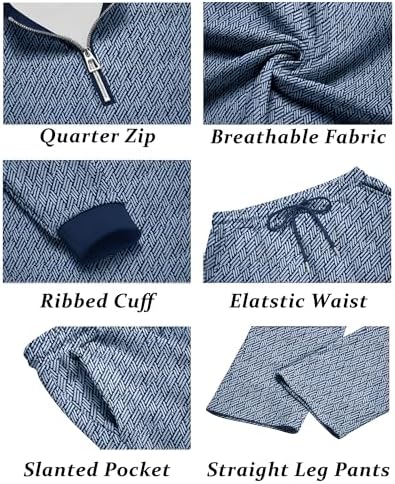 COOFANDY Men's 2 Piece Tracksuit Set Polo Athletic Sweatsuit Quarter Zip Jogging Long Sleeve Casual Sports Outfits - Image 5