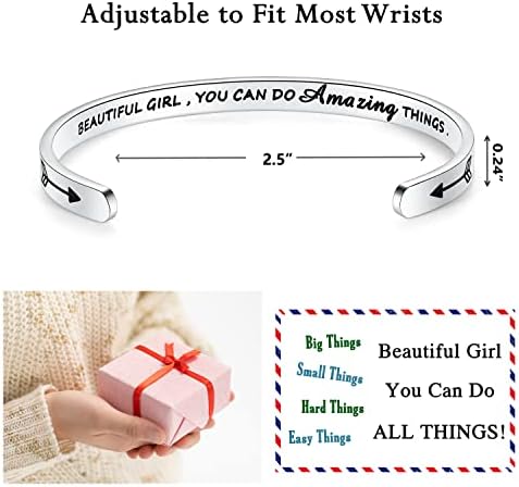 TONY & SANDY Inspirational Bracelets for Women Teen Girls Personalized Gifts for Daughter Granddaughter Mom Sister Friends Stainless Steel Engraved Cuff Birthday Easter Christmas - Image 4