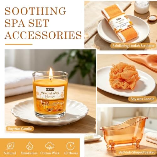 Gifts for Women,15pcs Almond Milk & Honey Spa Gift Basket for Women - Image 6