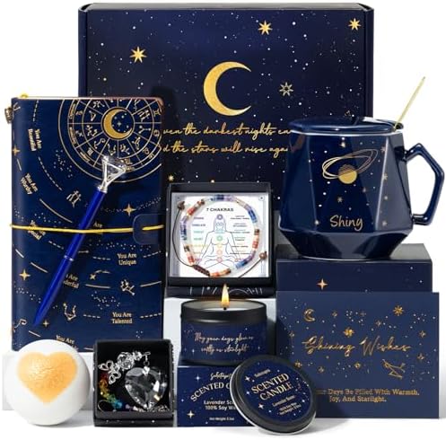 Good Luck Gifts, Encouragement New Beginnings Gift Baskets for Women w/Crystal Healing Bracelets, Galaxy Thinking of You, Farewell, Get Well, Graduation Gifts for Friend Her Friendship Coworker by SuhctuptxAccompanyUInLife