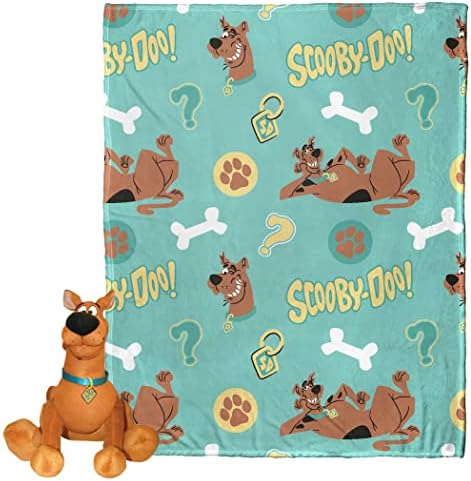 NORTHWEST Character Hugger Pillow & Silk Touch Throw Blanket Set, 40" x 50", Scooby Doo - Ruh Roh by Northwest