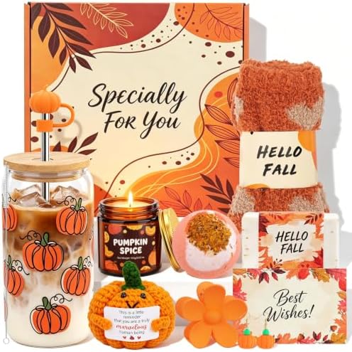 Fall Gifts Baskets for Women, Pumpkin Themed Get Well Package for Her by Soyminer
