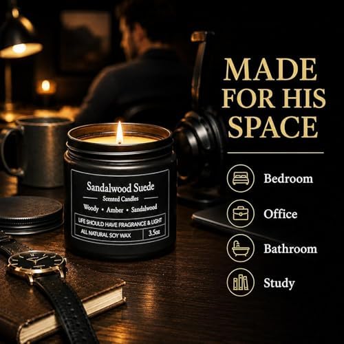 YMing 12 Pack Scented Candles for Men, Masculine Soy Candle Gift Set, 3.5 oz Each, Woody Leather Tobacco Coffee & Amber Scents, Gifts for Men Dad Husband Boyfriend - Image 6