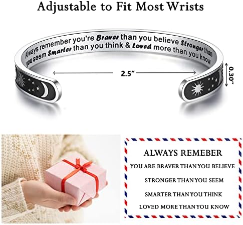 TONY & SANDY Inspirational Bracelets for Women Teen Girls Personalized Gifts for Daughter Granddaughter Mom Sister Friends Stainless Steel Engraved Cuff Birthday Easter Christmas - Image 5