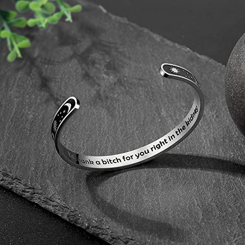 TONY & SANDY Inspirational Bracelets for Women Teen Girls Personalized Gifts for Daughter Granddaughter Mom Sister Friends Stainless Steel Engraved Cuff Birthday Easter Christmas - Image 2