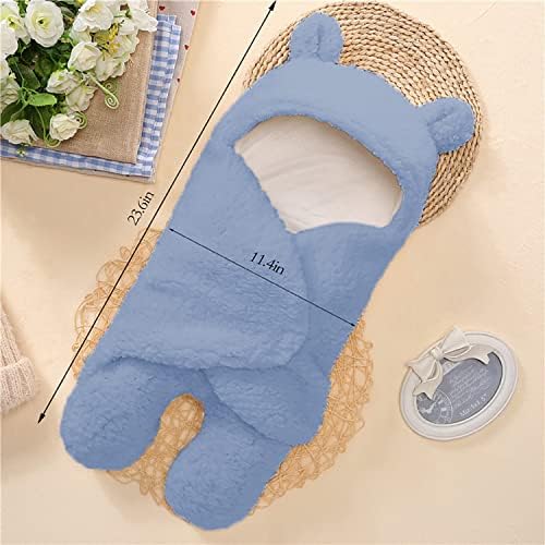 Nunibum Baby Swaddle Blanket Boys Girls Cute Bear Plush Essential Receiving Blanket Ultra-Soft Newborn Registry Sleeping Wraps for Infant 0-6 Months - Blue - Image 2