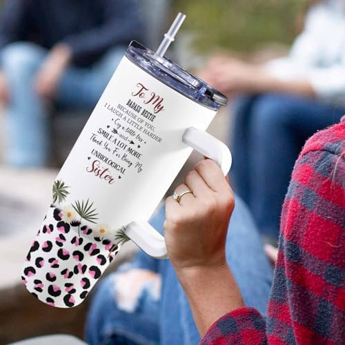 Personalized Best Friend Tumbler with Handle and Straw for Women, Custom Bestie Coffee Tumbler with Name 40oz, Friendship Gifts for Women Friends, Friend Gifts, Bestie Gifts for Birthday Christmas - Image 6