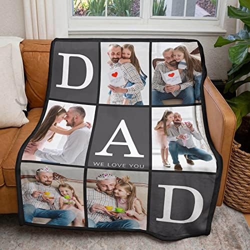 inkArts Gifts for Dad Customized Blanket with Photo, Make a Personalized Fathers Day Blankets with Picture to My Dad Custom Memories Souvenir Throw Blanket for Best Daddy Ever - Image 2