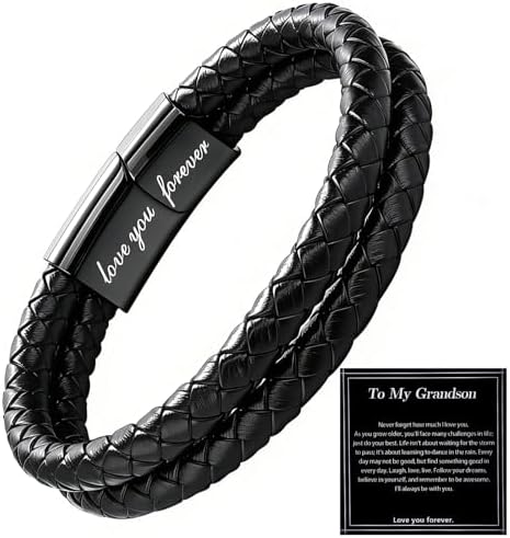 Christian Bracelet for Men, Bible Verse Leather Cross Gift for Men by Timekeeper-UnlockYourTreasureofTime