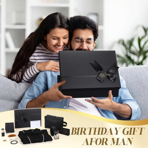 Shyyween 10 Pcs Birthday Gifts Baskets for Men Beard Care Set,Black - Image 5
