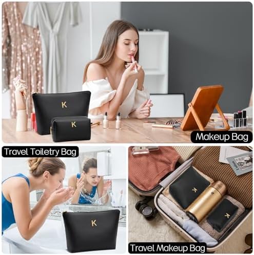 Gifts for Women Girls Personalized Initial Travel Makeup Bag - Image 6