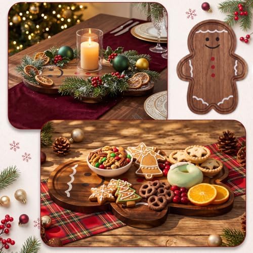 7 Pcs Christmas Cutting Board Gift Set with Cheese Knife,Gingerbread Man - Image 4