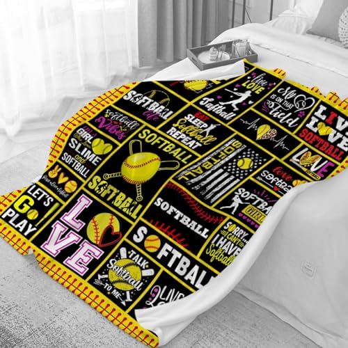 Softball Blanket Gifts - Softball Gifts for Women - Ultra Soft Softball Blanket for Couch/Bedding/Living Room - Softball Gift Decor for All Season - 60"x80"-Adults/Twin Size - Image 6
