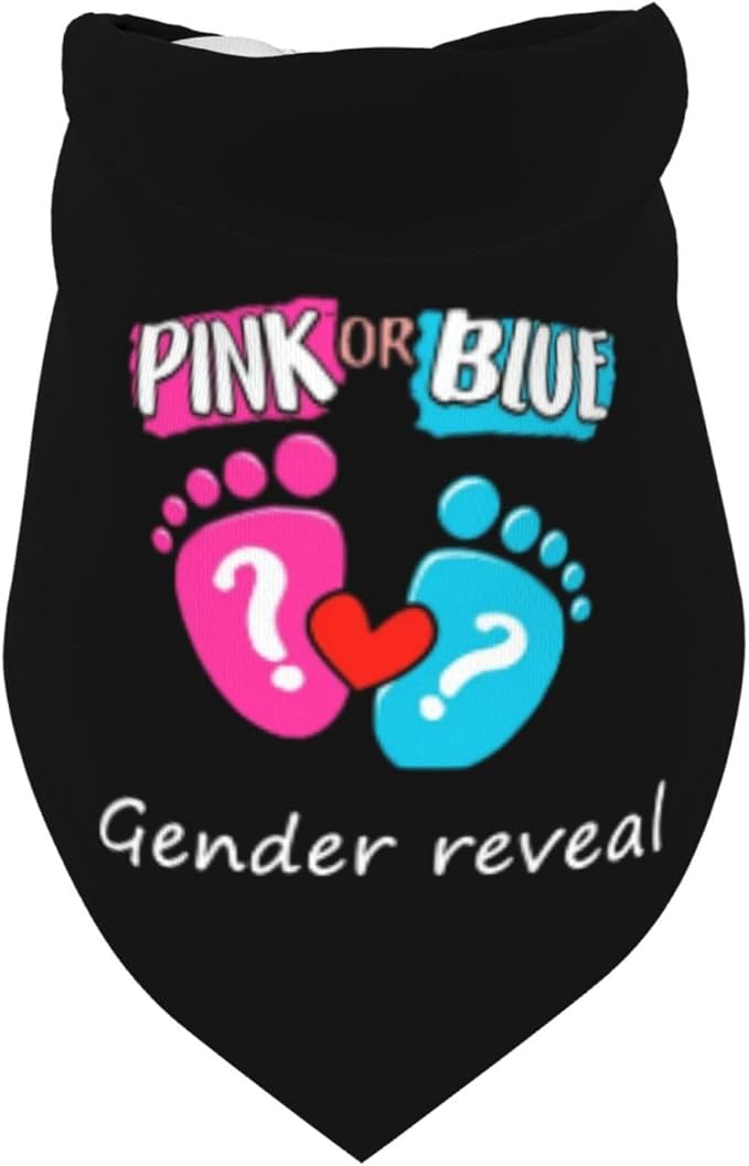 He Or She What Will It Be? Gender Reveal/Baby Announcement Dog Bandana,Pet Neckerchief for Pets Daily Wear Photo Prop Party Supplies (Black -01)