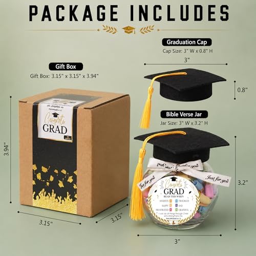 Graduation Bible Verses Jar with Grad Cap and Meaningful Cards, 2026 Graduation Gift for Him Her, Cute Congrats Class Middle High School College Congrats Grad Decor - Image 6