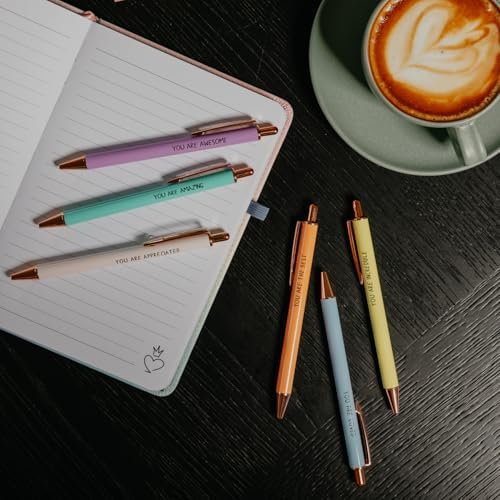 MESMOS 6pk German-Made Ink Fancy Pen Set for Women, Teacher Appreciation Gift Ideas for Women, Best Teacher Gifts Supplies, Refillable Nice Cute Pens, Boss Lady, Office Coworkers, Metal Ballpoint Pens - Image 4