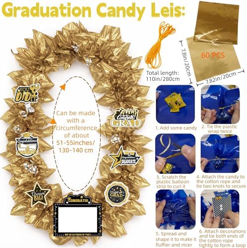 Class of 2026 Graduation Leis with Money Gift Set, 2 pcs Candy Lei Graduation Cash Holder,Personalized Graduation Gifts Money Leis with Photo Frame Congrats Grads Gift Idea for Graduate Party Supplies-Gold Black - Image 4