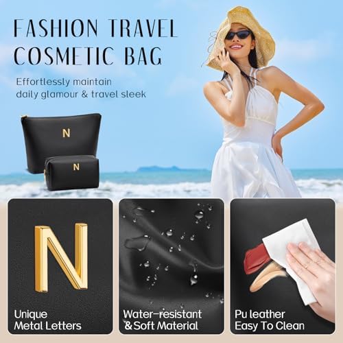 Gifts for Women Girls Personalized Initial Travel Makeup Bag - Image 3