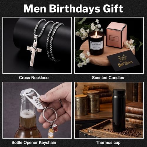 13 Pcs Birthday Gifts Baskets for Men Gifts Set for Christmas, Brown - Image 5