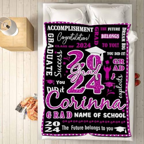Customized Blankets Custom Picture Blankets Personalized Graduation Gifts Blanket Custom Customized Blanket 2024 Personalized Graduation Blanket High School Graduation Gift 43x56inch - Image 5