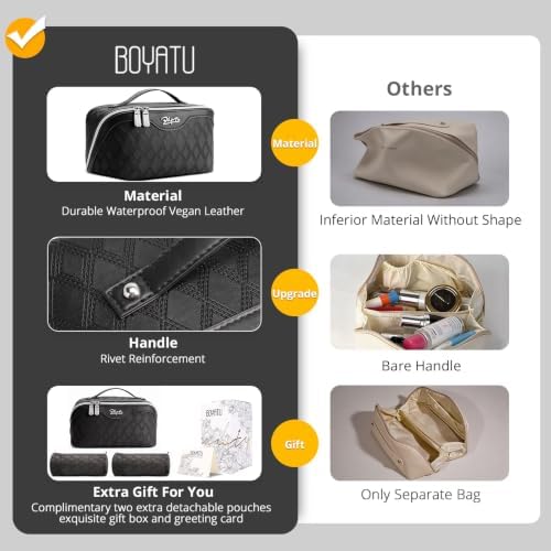 BOYATU Travel Makeup Bag Organizer: 3 Pcs Cosmetic Bag Set for Women Black - Image 2