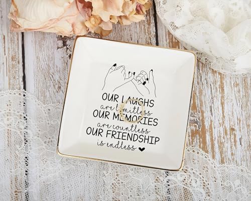 Pinky Promise Besties Jewelry Dish – Bestie Gift for Women, Cute BFF 4" Ceramic Jewelry Tray, Birthday Gift for Best Friend, Friendship Keepsake Ring Dish, Best Friend Gift, Bestie Anniversary - Image 4