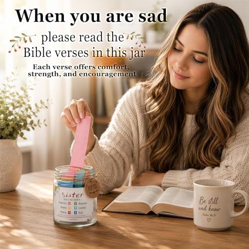 Bible Verse Jar for Sisters, Faith Encouragement Gift with Color-Coded Verses, Ideal for Birthdays, Christmas, and Mother’s Day. A heartwarming spiritual companion for Christian women and girls. - Image 6