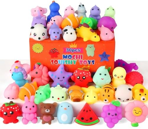 30 Pack Squishy Toys, Kawaii Squishies Party Favors for Kids 4-8 8-12 Treasure Box Toys for Classroom Birthday Xmas Gifts Goodie Bag Mini Animals Mochi Squishy Stress Relief Sensory Toys Random by KIDSTOYWORLD