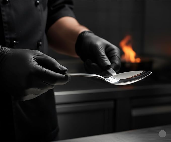 Chef Kunz Spoon | 9 inch 2.5 Tbsp18/10 Stainless Steel Serving Spoon | Basting Quenelle Cooking Plating Dinner Chef Spoons
