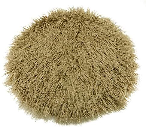 Newborn Photo Props Faux Fur Round 23.6 inch Soft Baby Boy Girl Photo Blanket Studio Photo Mat (Camel Color) by DJDONJUDY