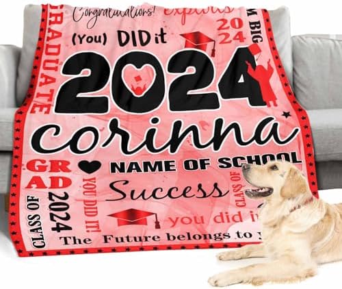 Personalized Photo Blanket College Graduate Gifts for Her, Graduation Gifts Daughter Picture Blanket Graduate Class of 2024 Customized Blankets Graduation Gift Set 43x56inch - Image 4