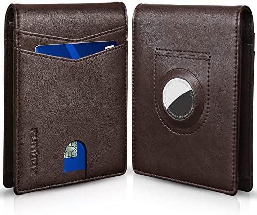 RUNBOX AirTag-Wallet-Mens-Slim-RFID Blocking Wallets Leather with Bill Compartment Air Tag Bifold Card Holder Wallet Gifts for Men Dad by RUNBOX