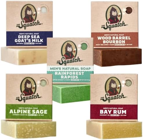 Dr. Squatch Natural Men’s Bar Soap, Body Soap Bar (5oz, 5-Pack) by DrSquatch