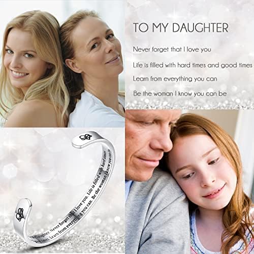 TONY & SANDY Inspirational Bracelets for Women Teen Girls Personalized Gifts for Daughter Granddaughter Mom Sister Friends Stainless Steel Engraved Cuff Birthday Easter Christmas - Image 4