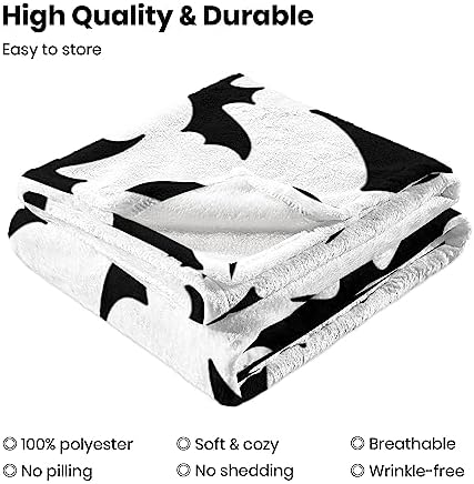 Halloween Bat Throw Blanket Super Soft Warm Bed Blankets for Couch Bedroom Sofa Office Car, All Season Cozy Flannel Fuzzy Blanket for Girls Boys Adults, 60"X50" - Image 4