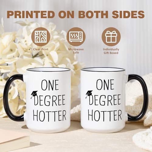 Petalsun Graduation Gift for Her, Him - 15oz Ceramic One Degree Hotter Mug - Image 4