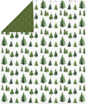 Vintage Green Pine Trees Baby Blankets for Girl Boy Soft Mink Dotted Backing Double Layer Gender Neutral Trees Swaddle Receiving Blanket Toddler Winter Christmas Pines Nursery Bed Blanket 30x40 - Image 2